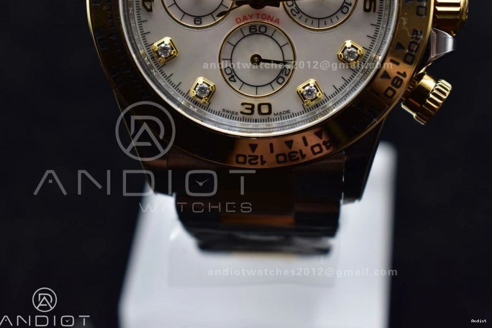Clean Diamond on 116503 Of Bracelet Dial YG Best Edition Daytona Mother SS 1:1 Pearl V2 White SA4130 0119